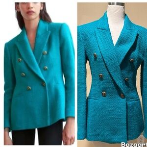 New Zara double breasted tweed blazer